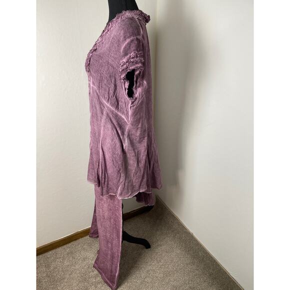 Degrade Women's 100% Linen Coastal Gauze Sheer Whimsical Lagenlook Fairy Set M/L - Picture 4 of 16